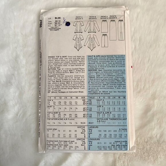 2 Very Easy Very Vogue Sewing Patterns - Picture 5 of 5